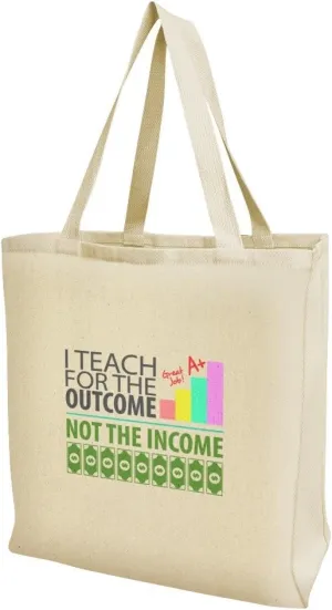 GRAPHICS & MORE I Teach For the Outcome Not the Income Grocery Travel Reusable Tote Bag