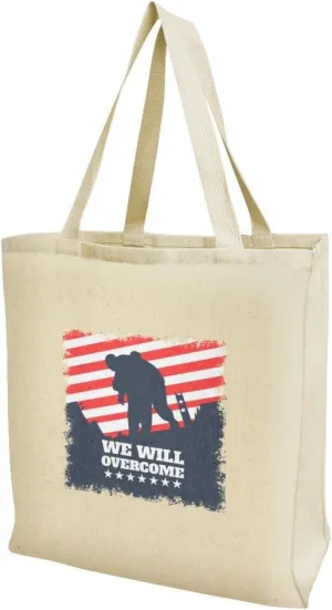 GRAPHICS & MORE We Will Overcome USA Soldiers First Responders Police Firefighter America Grocery Travel Reusable Tote Bag