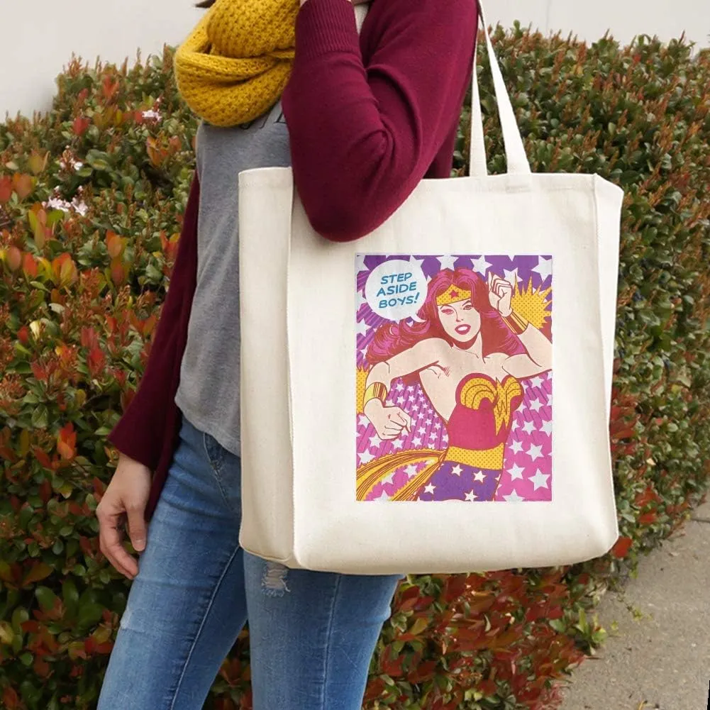 GRAPHICS & MORE Wonder Woman Step Aside Boys Grocery Travel Reusable Tote Bag