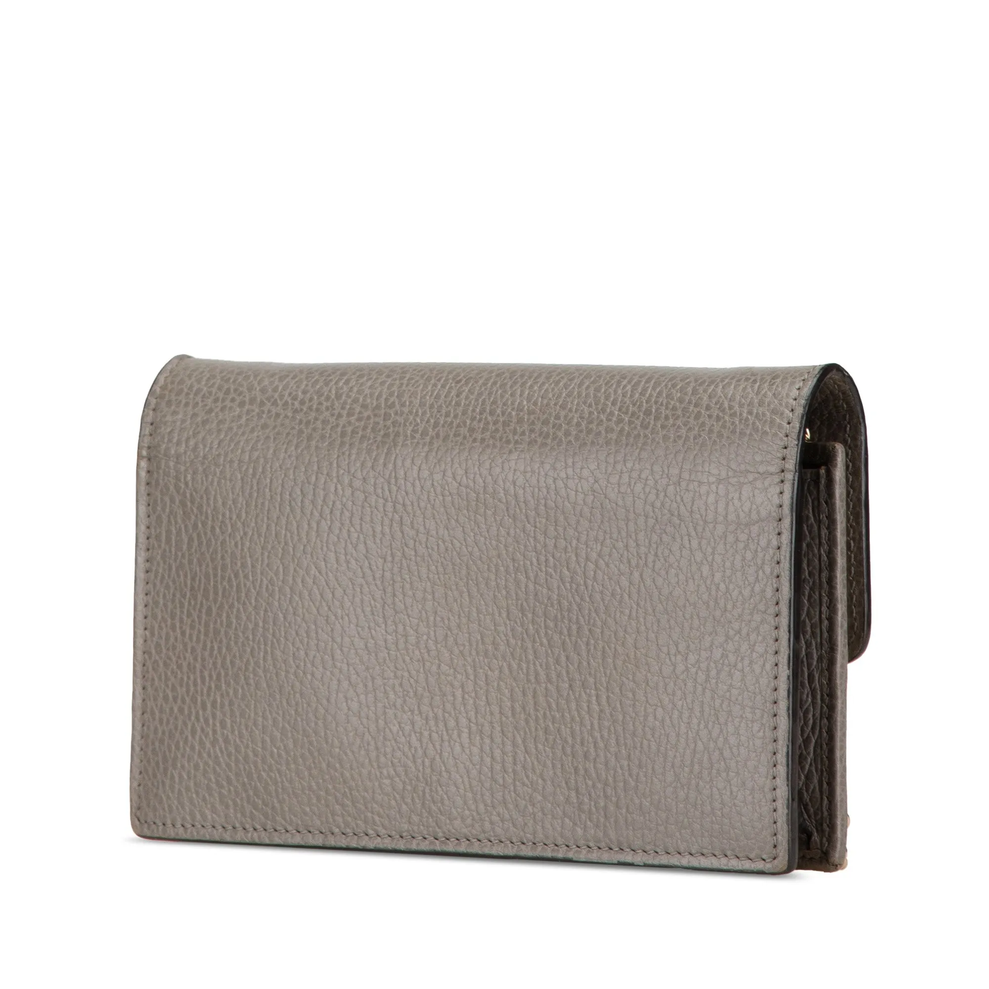 Gray Gucci Leather Interlocking G Dollar Wallet on Chain