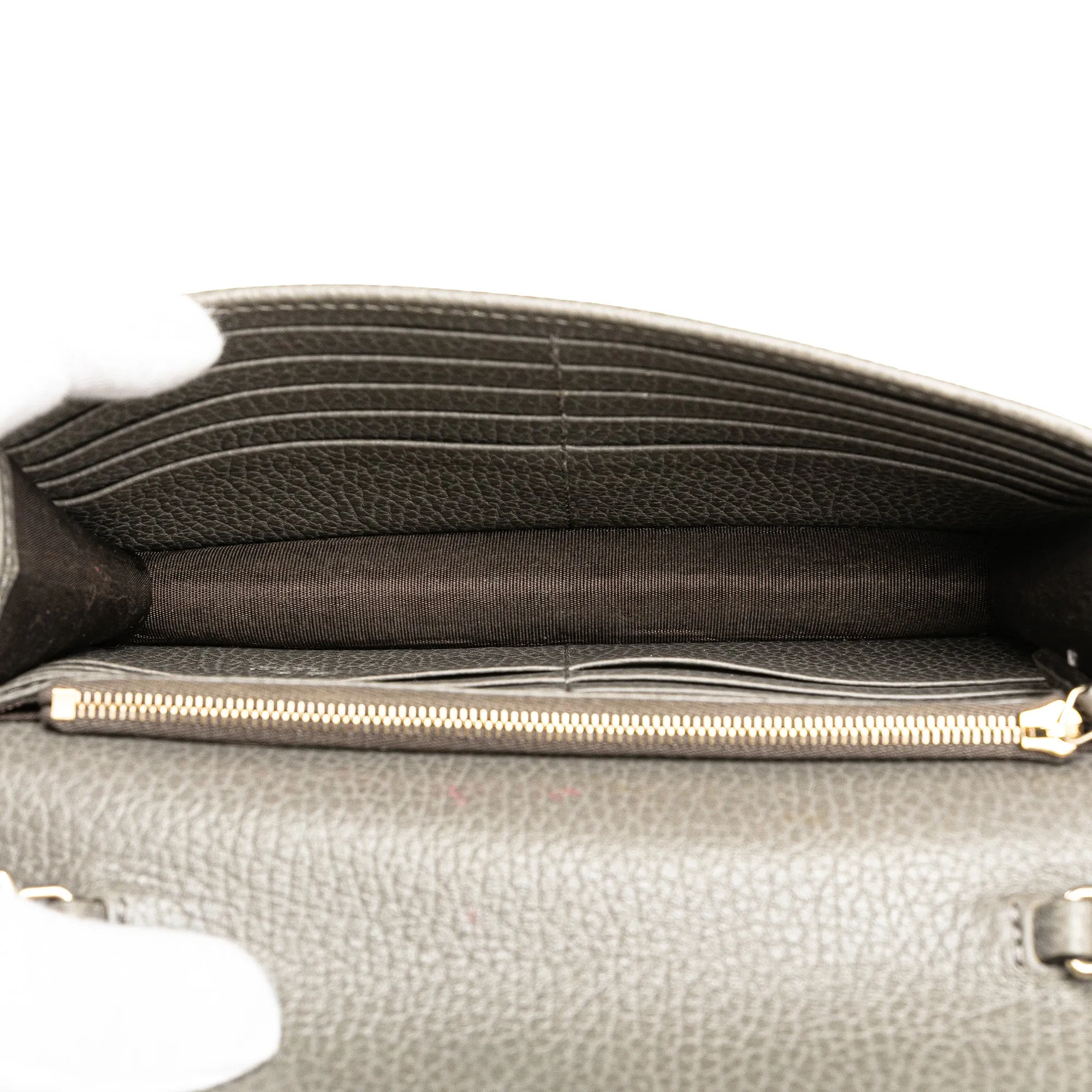 Gray Gucci Leather Interlocking G Dollar Wallet on Chain
