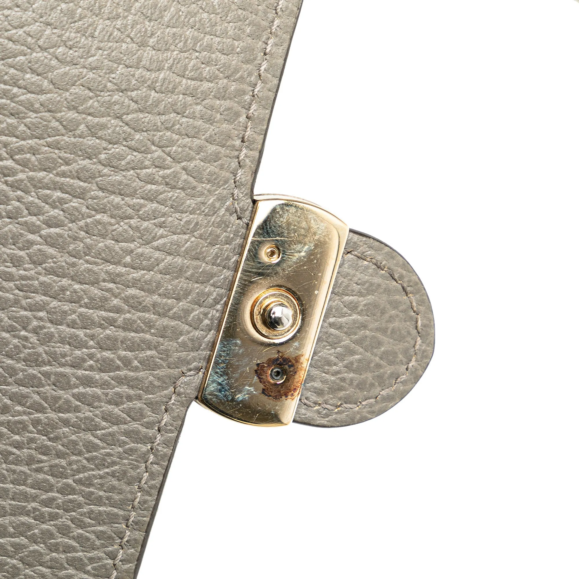 Gray Gucci Leather Interlocking G Dollar Wallet on Chain