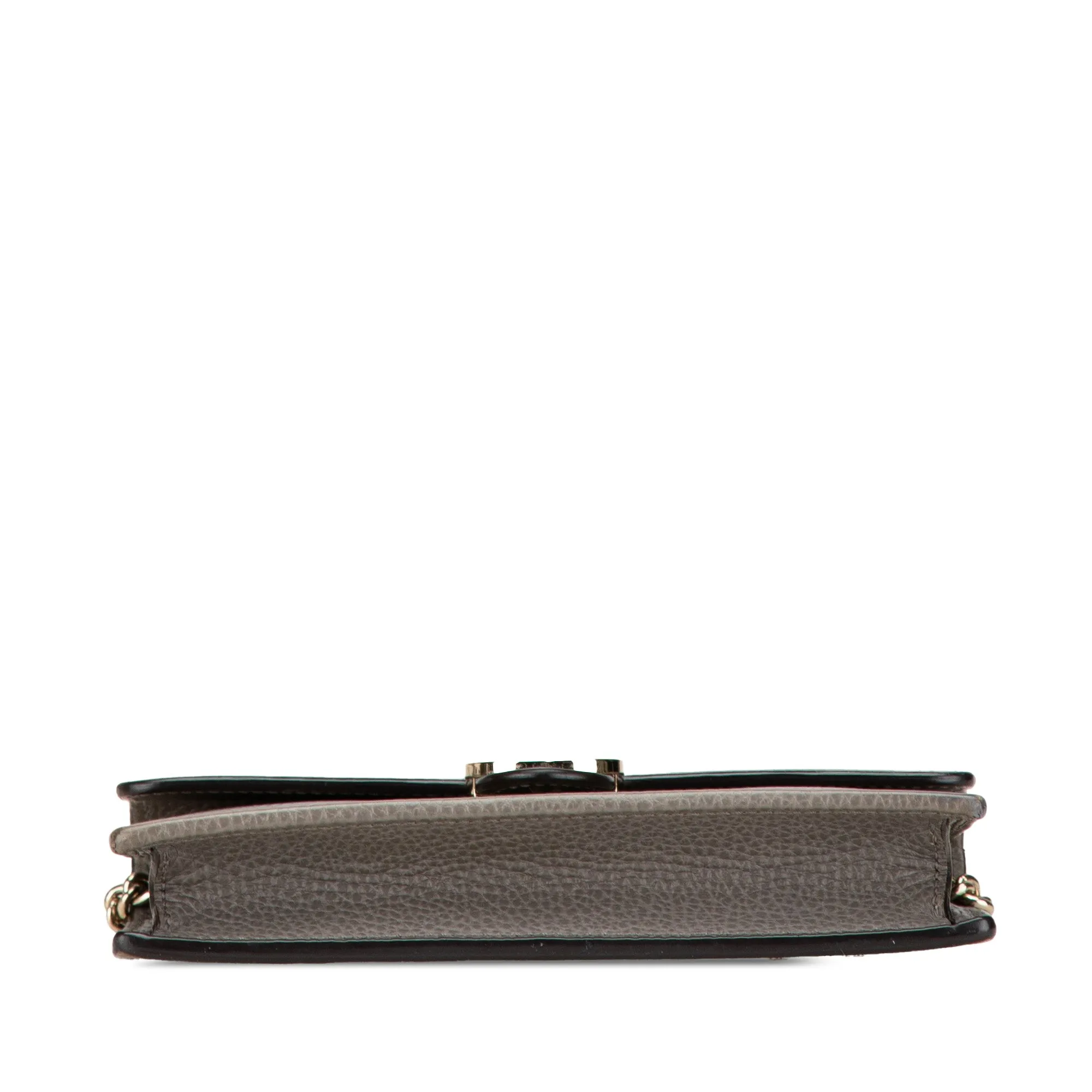 Gray Gucci Leather Interlocking G Dollar Wallet on Chain