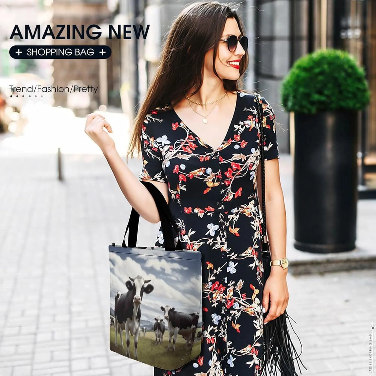 Grocery Bag Reusable Tote Bag Foldable Flamingo Palm Trees Leaf Shopping Bag Handbag Washable Shoulder Bag for Travel