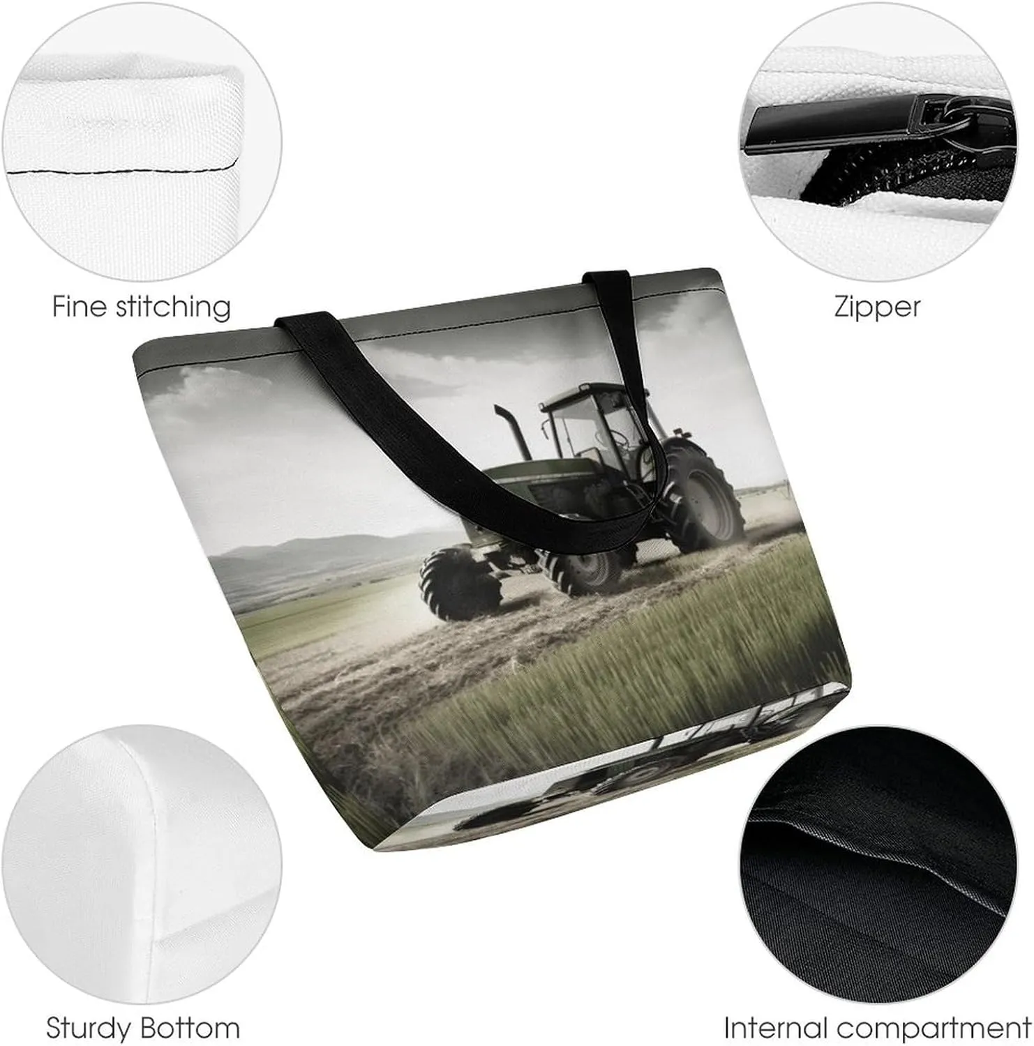 Grocery Bag Reusable Tote Bag Foldable Steam Locomotive Train Shopping Bag Handbag Washable Shoulder Bag for Travel