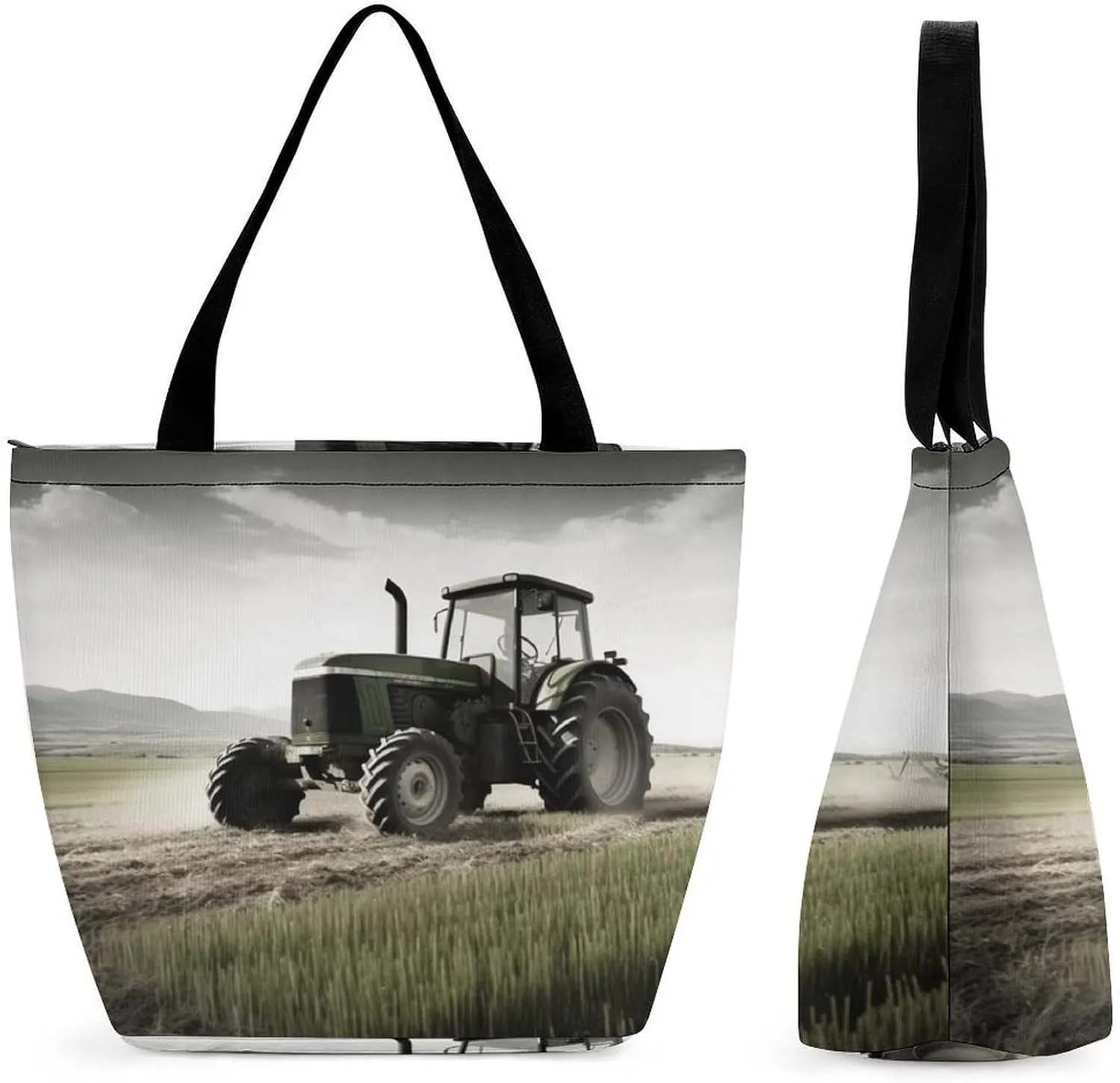 Grocery Bag Reusable Tote Bag Foldable Steam Locomotive Train Shopping Bag Handbag Washable Shoulder Bag for Travel