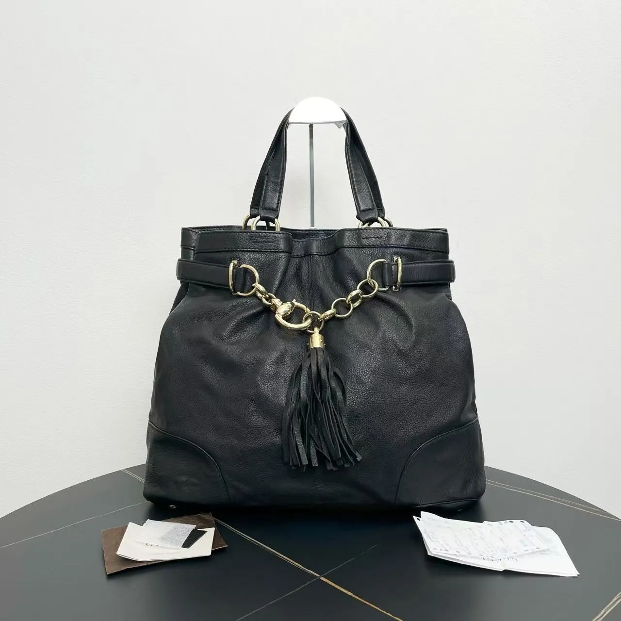 Gucci Black Leather Indy Tote Bag
