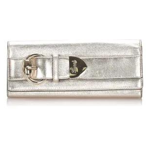 GUCCI GOLD METALLIC LEATHER ROMY CLUTCH