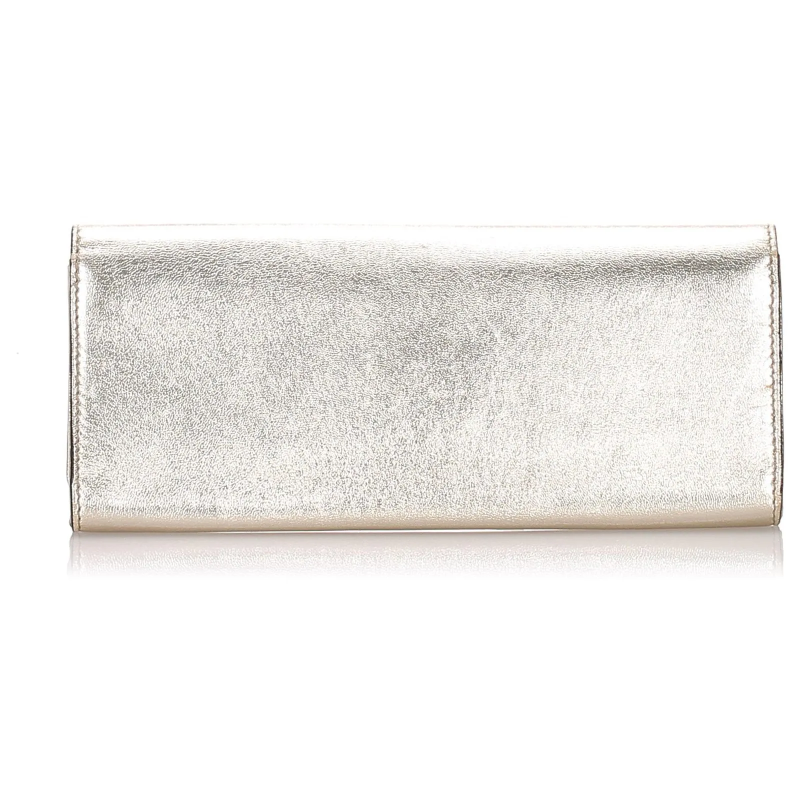 GUCCI GOLD METALLIC LEATHER ROMY CLUTCH