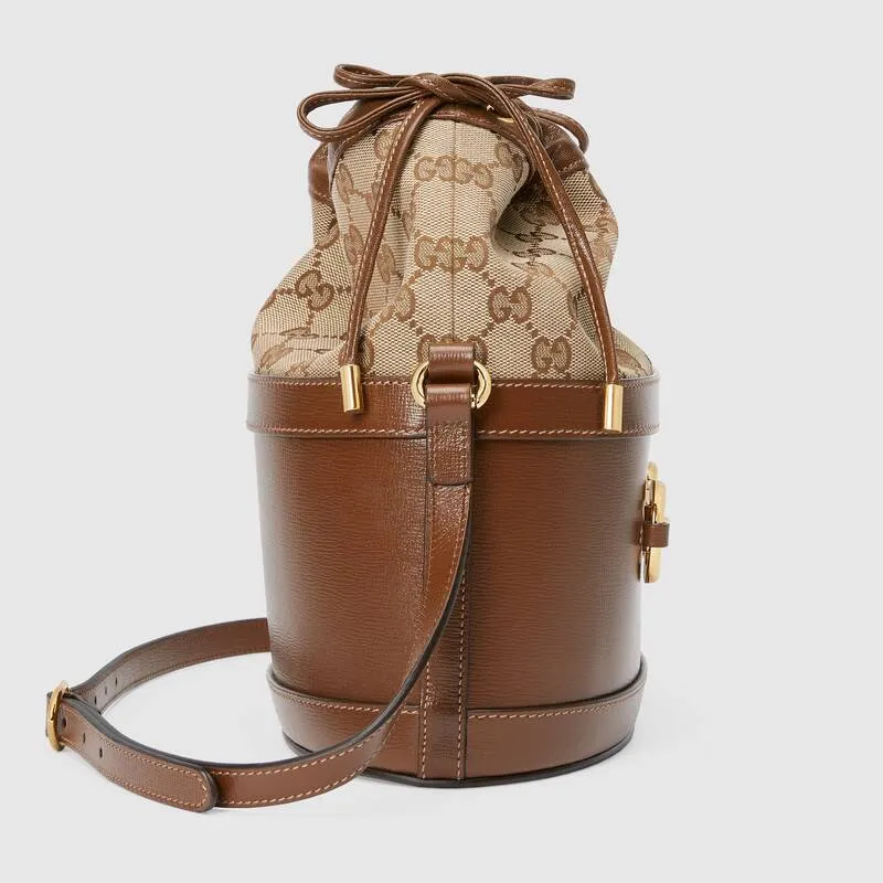 Gucci Horsebit 1955 Bucket Bag Brown Leather