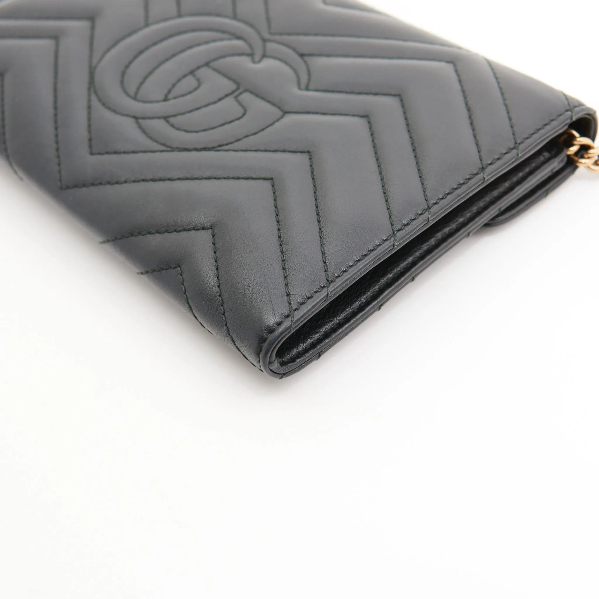 Gucci Leather Marmont on Chain in Black