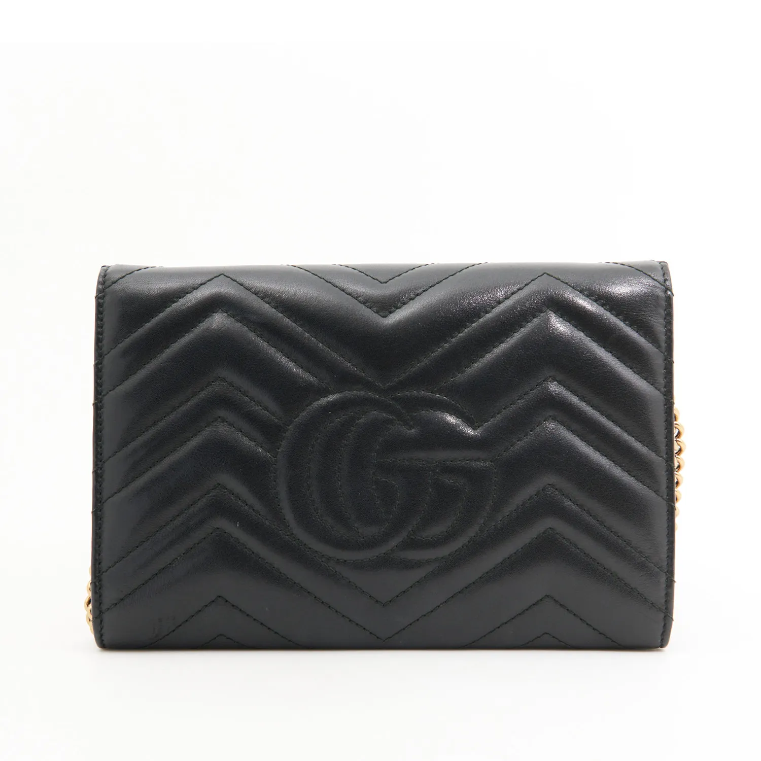 Gucci Leather Marmont on Chain in Black