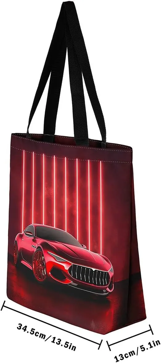 Guitar Canvas Tote Bag for Women,Music Stringed Instruments Large Capacity Gym Bag Flaming Grocery Shoulder Bag