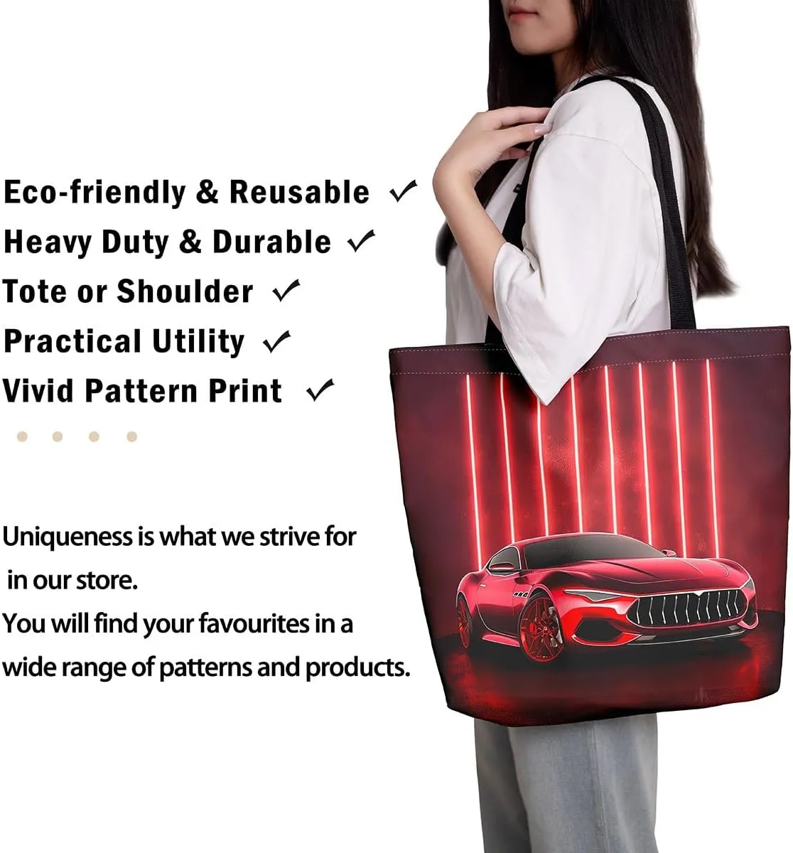 Guitar Canvas Tote Bag for Women,Music Stringed Instruments Large Capacity Gym Bag Flaming Grocery Shoulder Bag