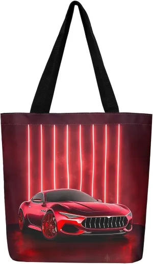 Guitar Canvas Tote Bag for Women,Music Stringed Instruments Large Capacity Gym Bag Flaming Grocery Shoulder Bag