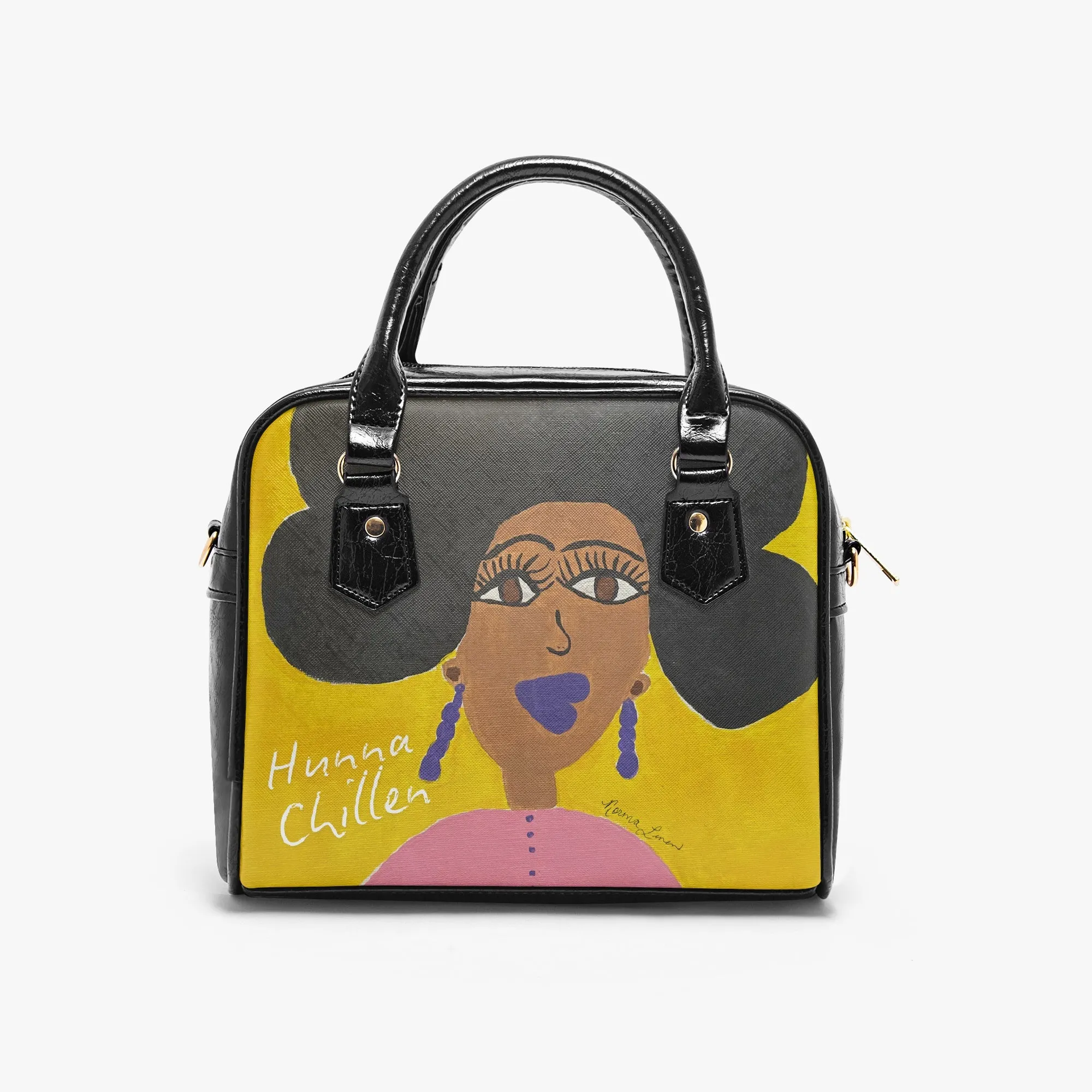 Gullah Folk Art "Ms Sunshine" Casual Leather Saddle Bag