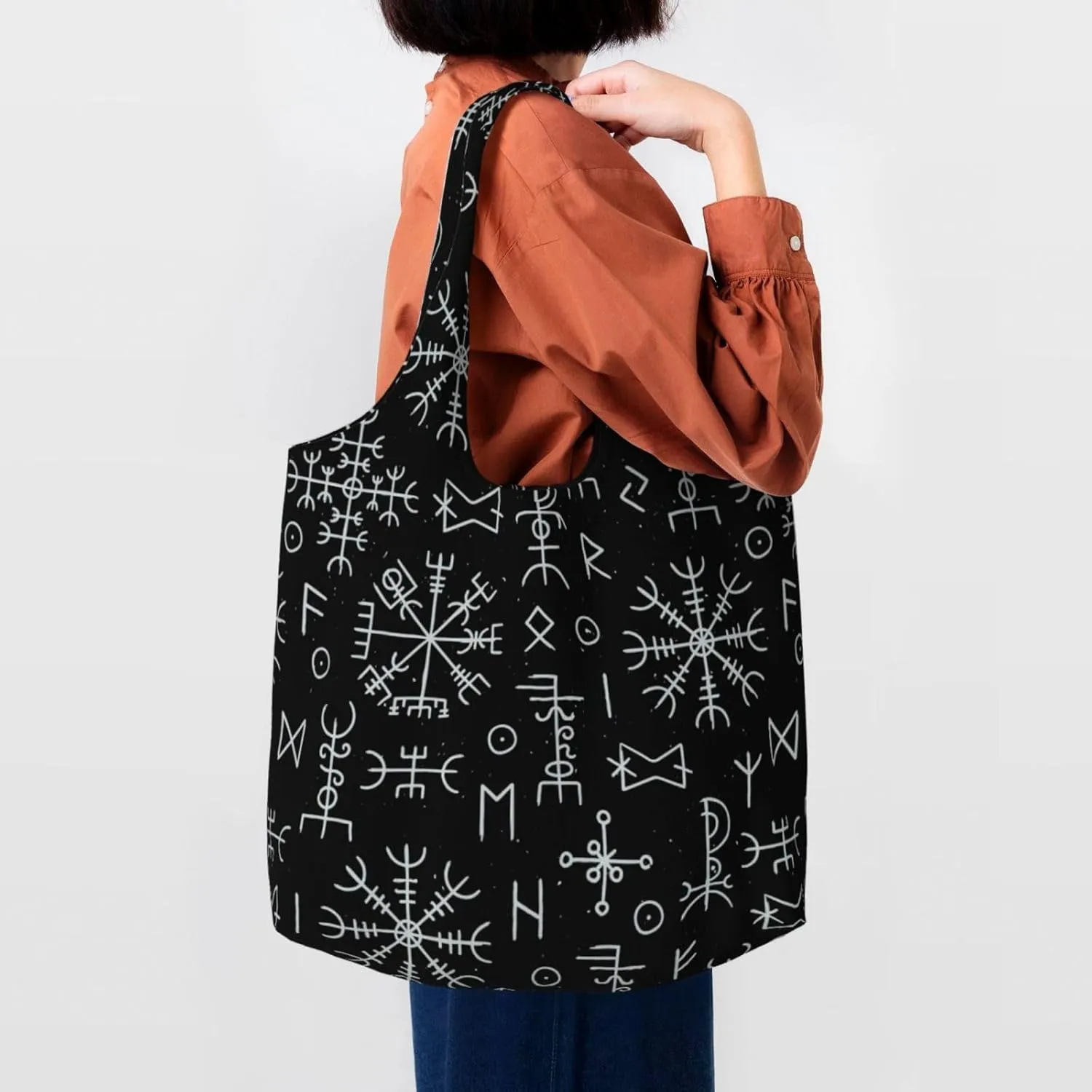 halloween spider web black Canvas Tote Bags Reusable Shopping Bag Handbag for Shopper Beach Gifts