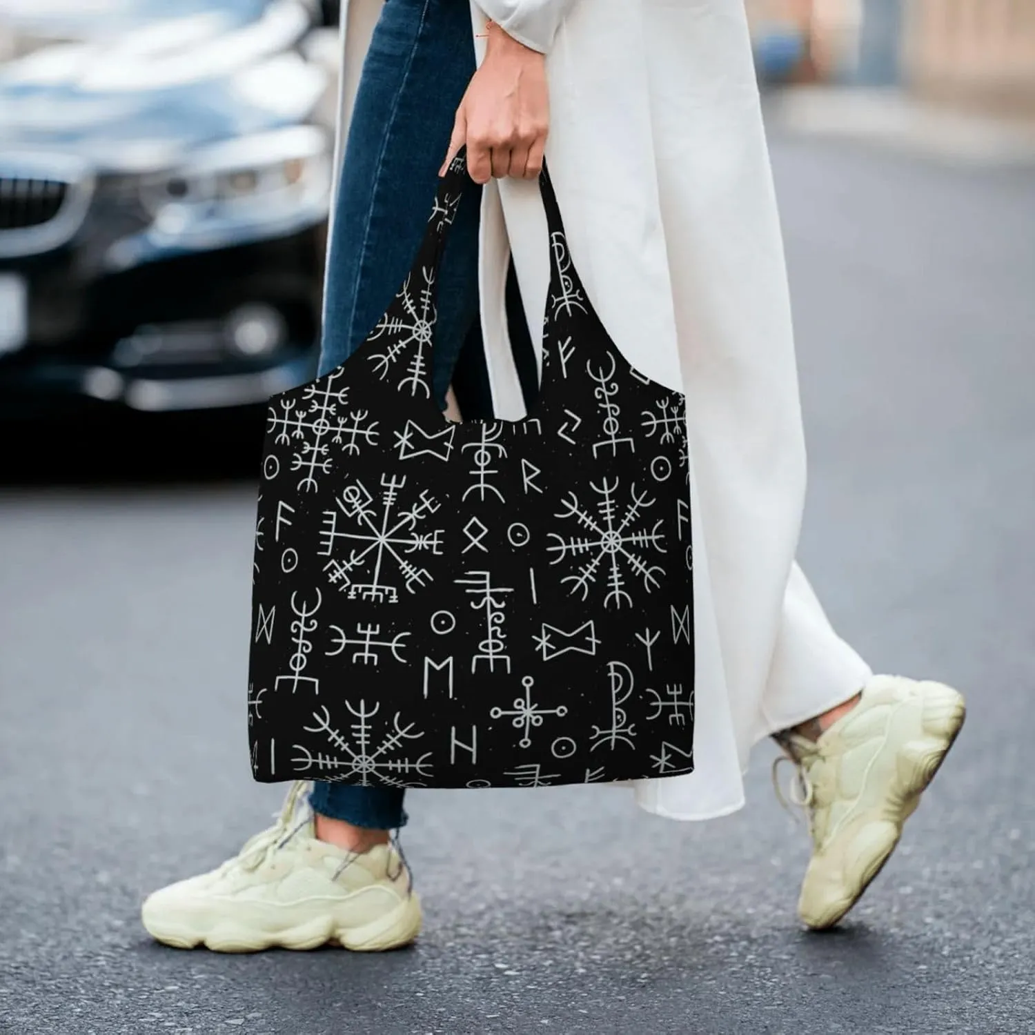 halloween spider web black Canvas Tote Bags Reusable Shopping Bag Handbag for Shopper Beach Gifts