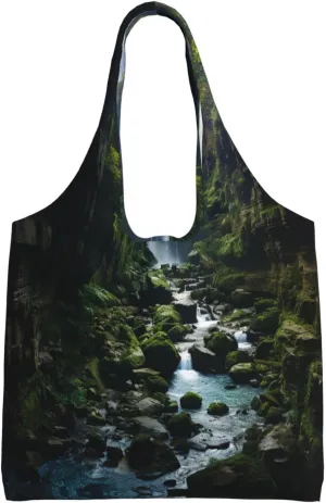 Handbag Beach Bag Canvas Tote Bag Reusable Waterfall Cliff Printed Grocery Bags Shoulder Bags