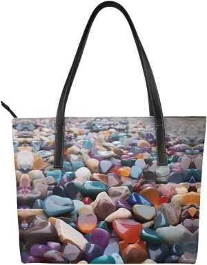 Handbag Beach Bag Shoulder Bags Colorful Cobbles Printed Shopper Tote Shoulder Bag
