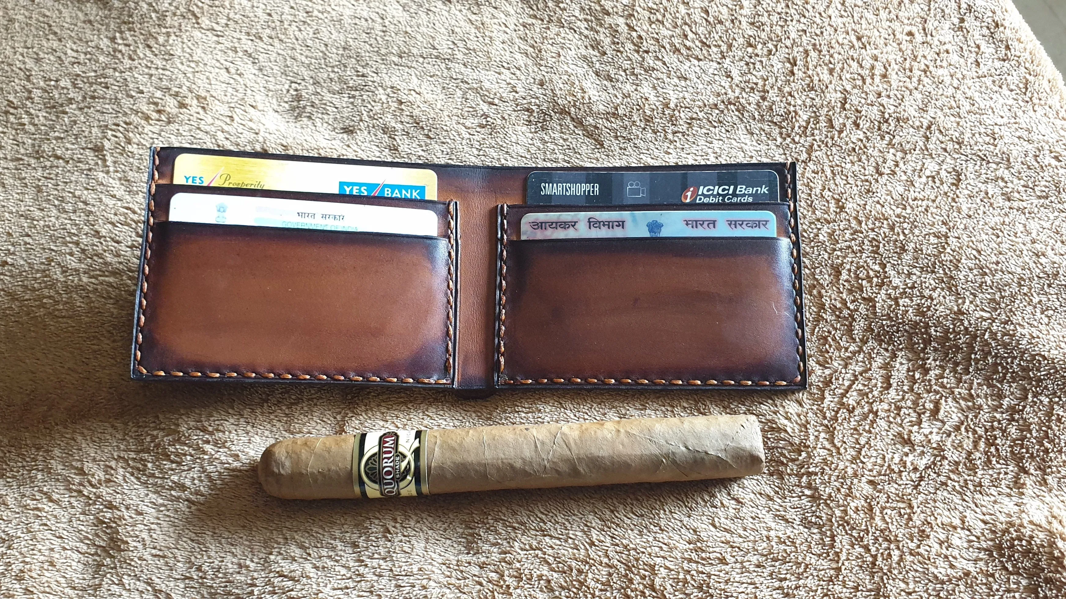 Handdyed antique finished leather wallet