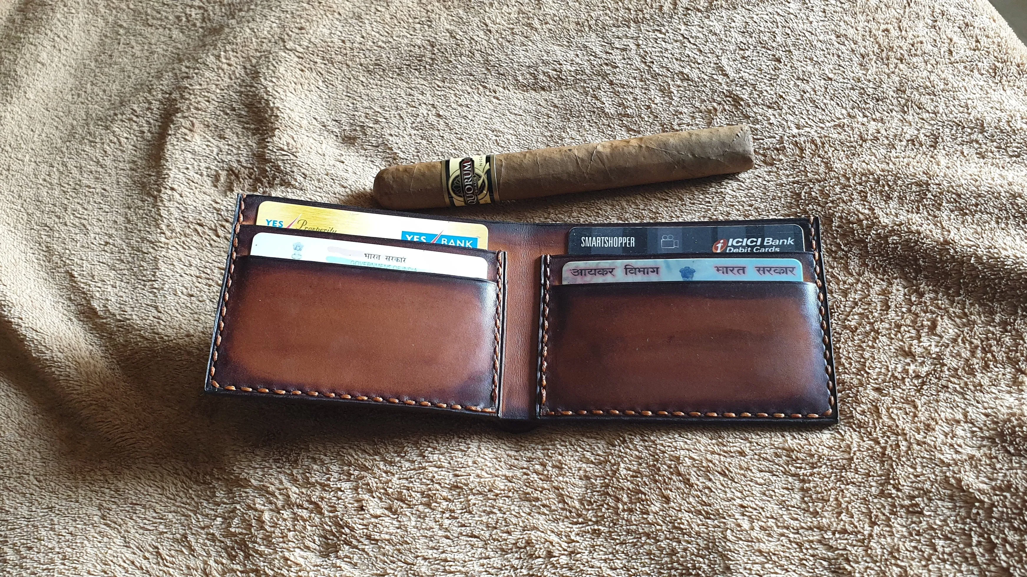Handdyed antique finished leather wallet