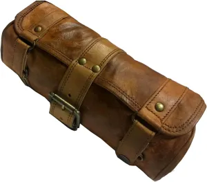 Handmade Genuine Leather Natural Brown Motorcycle | Bicycle | Bike Saddle Bag Cycling Bag Small Size Without Oil-Polish