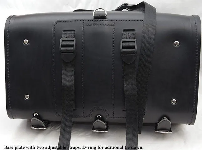 Heavy duty Deluxe and Standard black Leather back rack tour roll.
