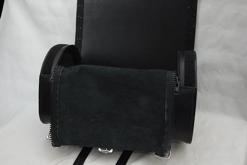 Heavy duty Deluxe and Standard black Leather back rack tour roll.