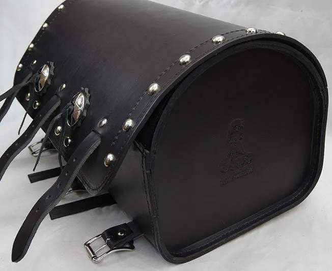 Heavy duty Deluxe and Standard black Leather back rack tour roll.