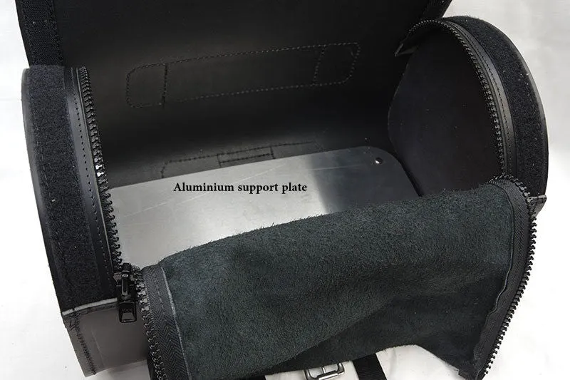 Heavy duty Deluxe and Standard black Leather back rack tour roll.