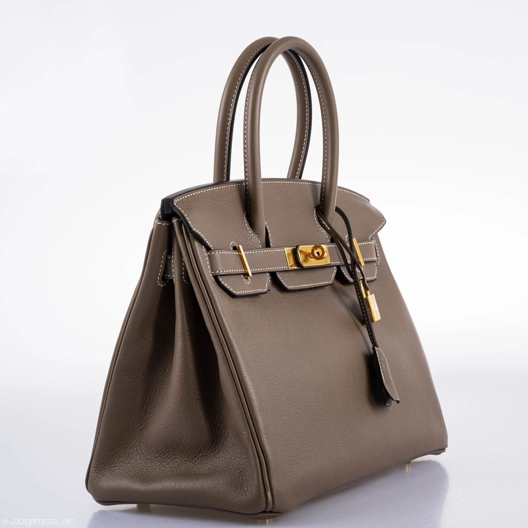 Hermes Birkin 30 Etoupe Navillo leather Gold Hardware - 2019, D