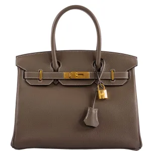 Hermes Birkin 30 Etoupe Navillo leather Gold Hardware - 2019, D