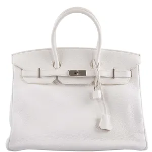 Hermes Birkin 35 White Clemence leather Palladium Hardware - N Square