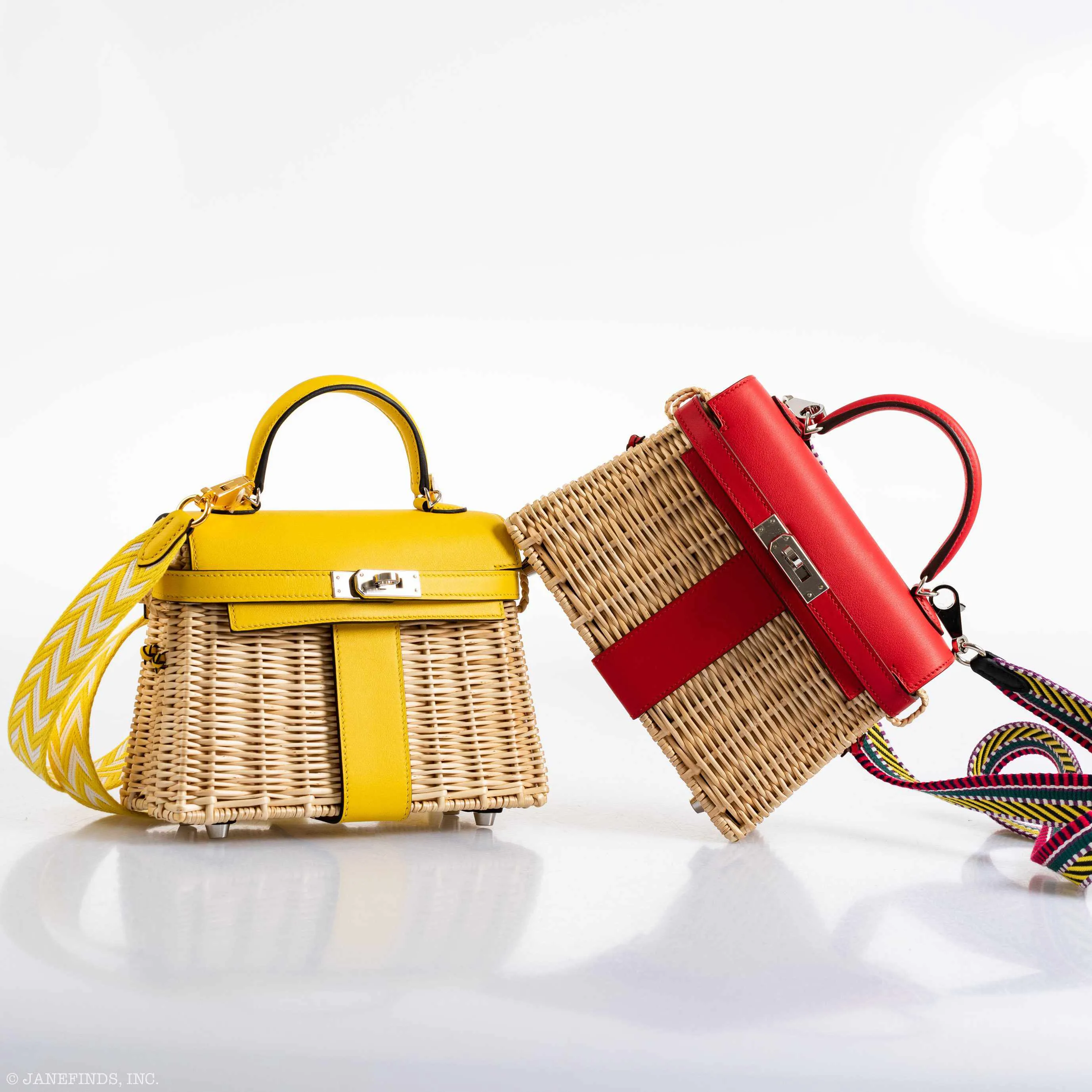 Hermes Kelly 20 Mini Picnic Jaune de Naples, Swift & Osier Wicker Palladium Hardware - 2019, D