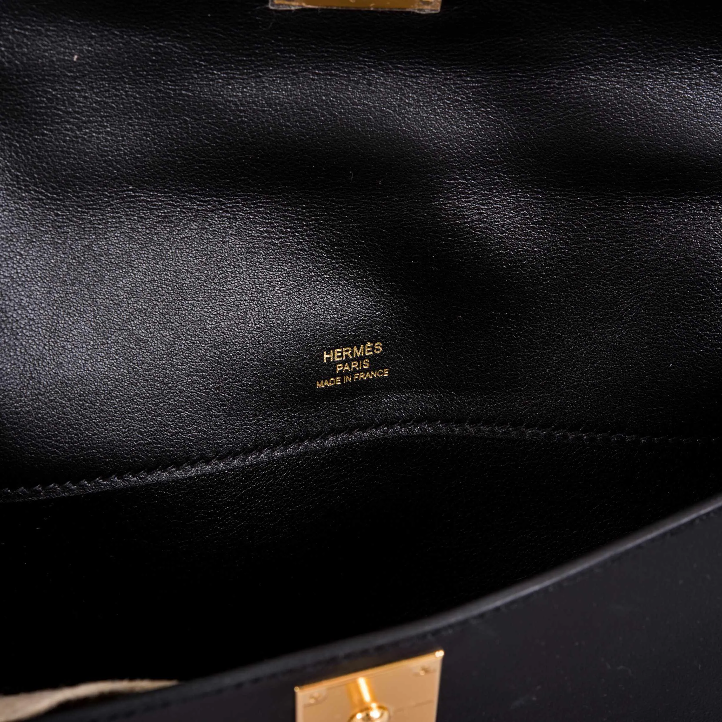 Hermes Kelly Cut Clutch Black Swift leather Gold Hardware