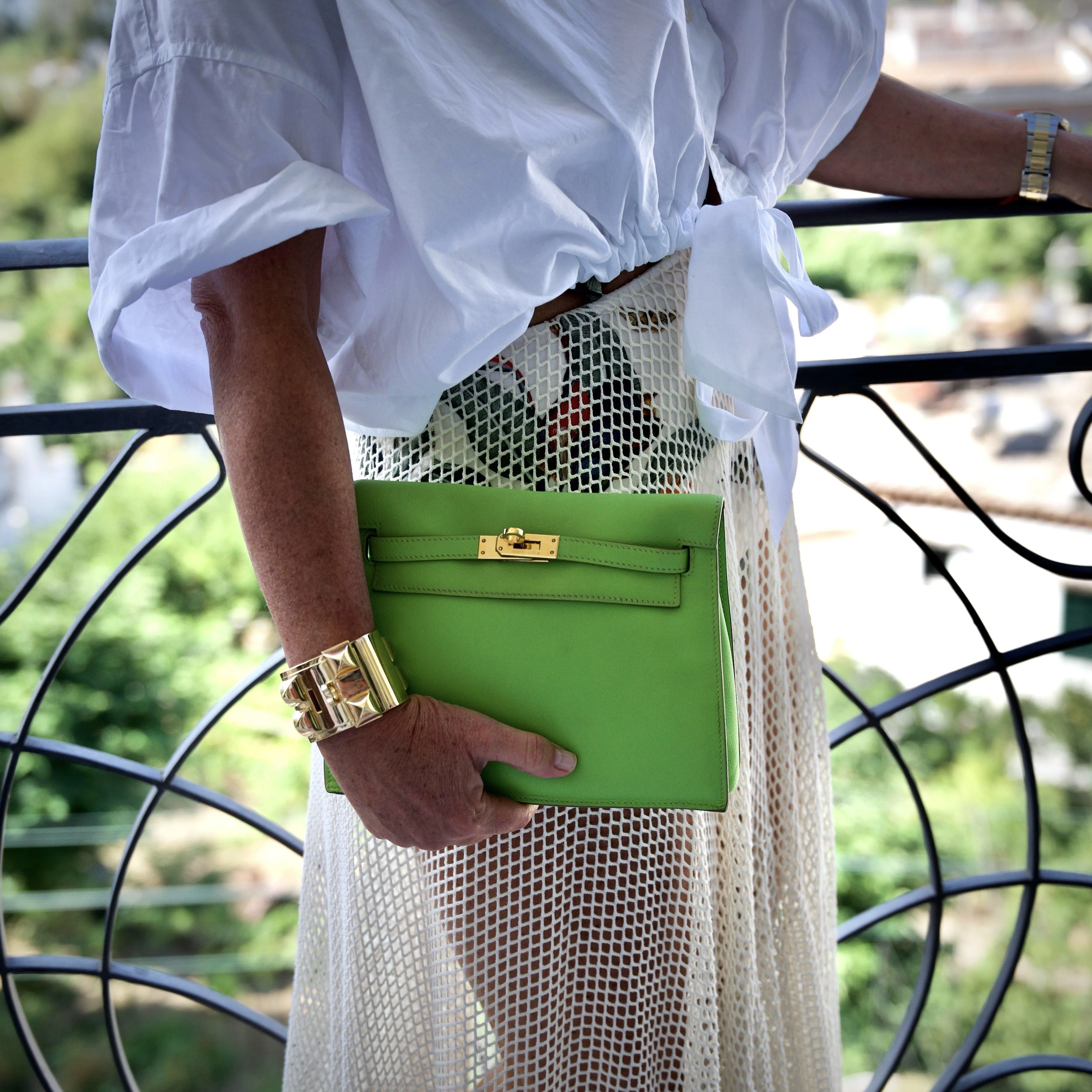 Hermes Kelly Danse II Vert Cru Swift with Gold Hardware - 2004, H Square