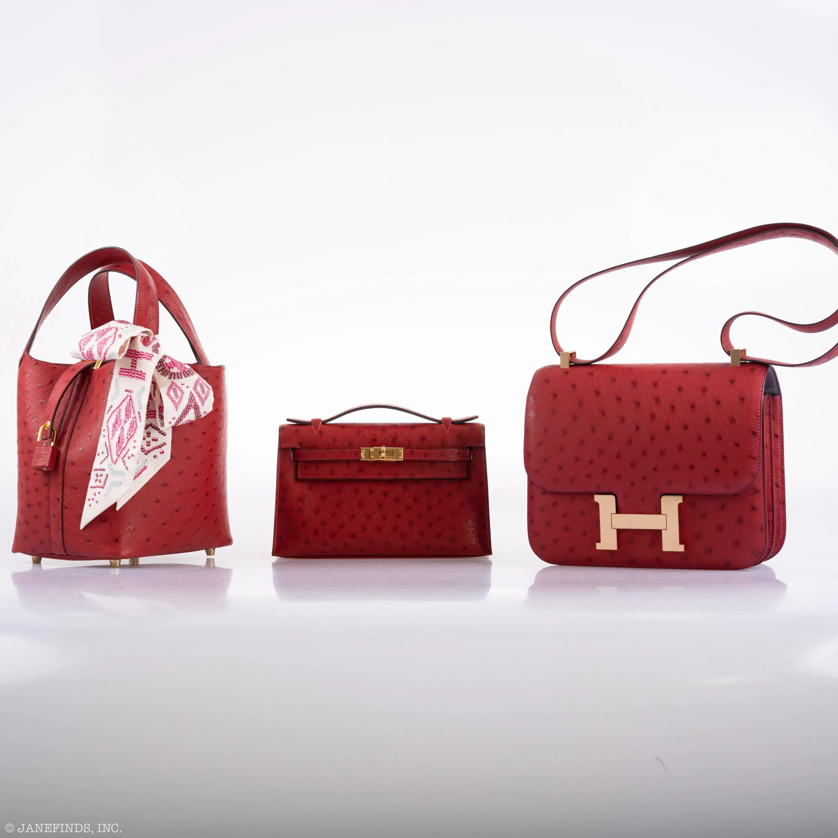 Hermes Kelly Mini Pochette Rouge Vif Ostrich Gold Hardware - 2017, A