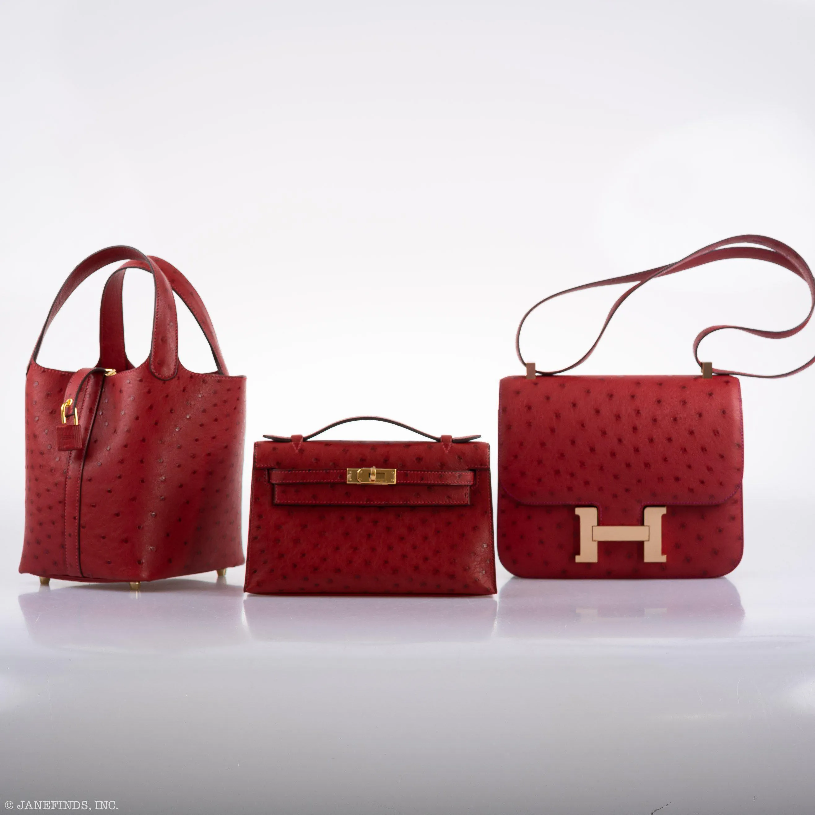Hermes Kelly Mini Pochette Rouge Vif Ostrich Gold Hardware - 2017, A