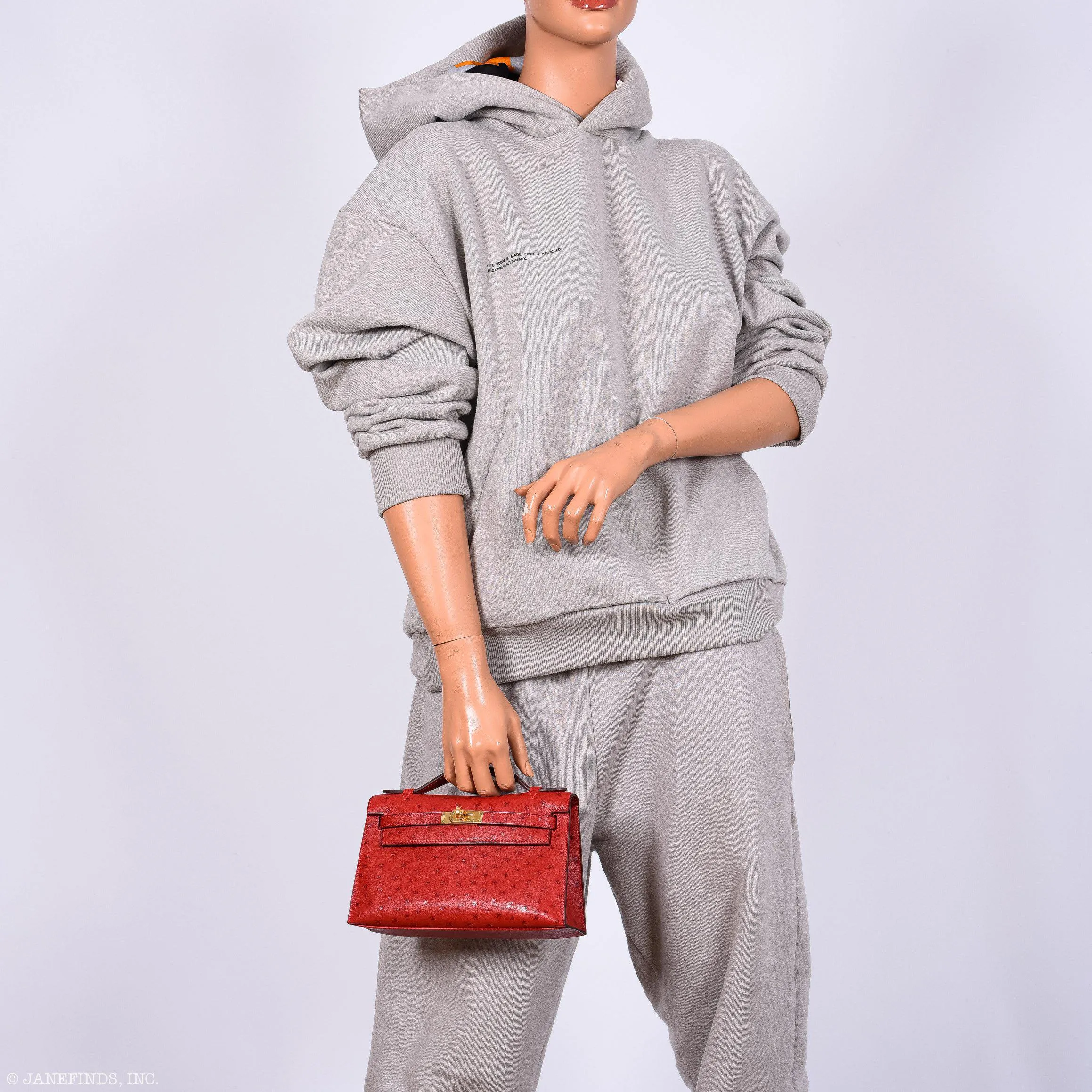 Hermes Kelly Mini Pochette Rouge Vif Ostrich Gold Hardware - 2017, A