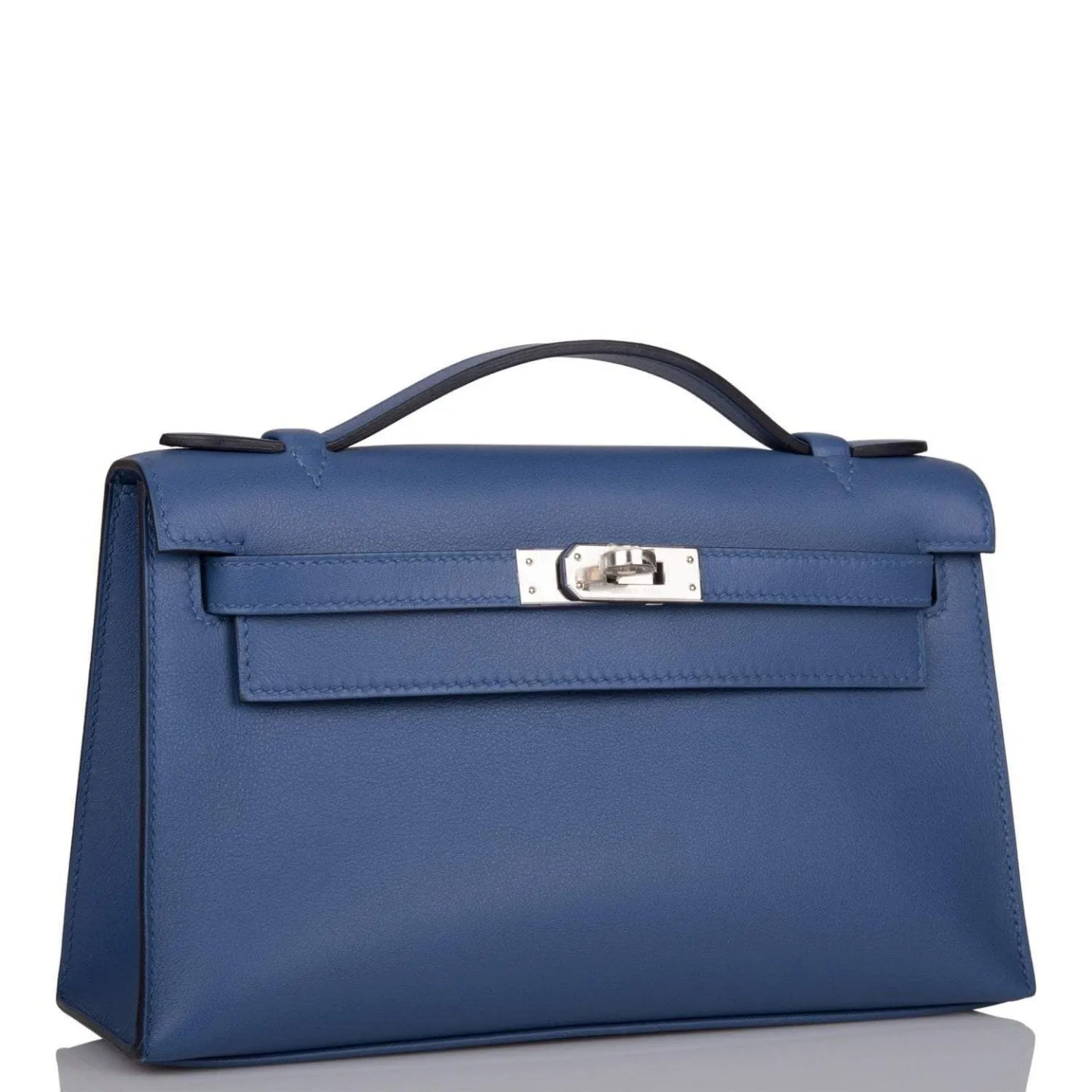 Hermes Kelly Pochette Blue Brighton Swift Palladium Hardware