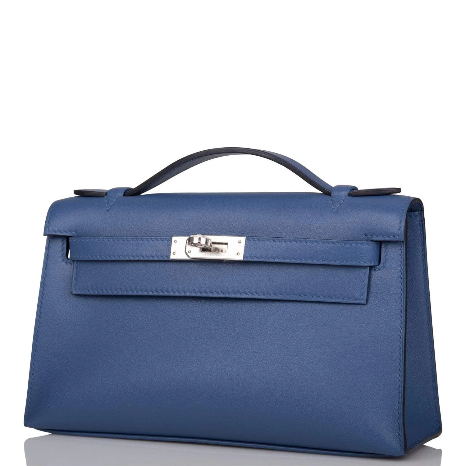 Hermes Kelly Pochette Blue Brighton Swift Palladium Hardware