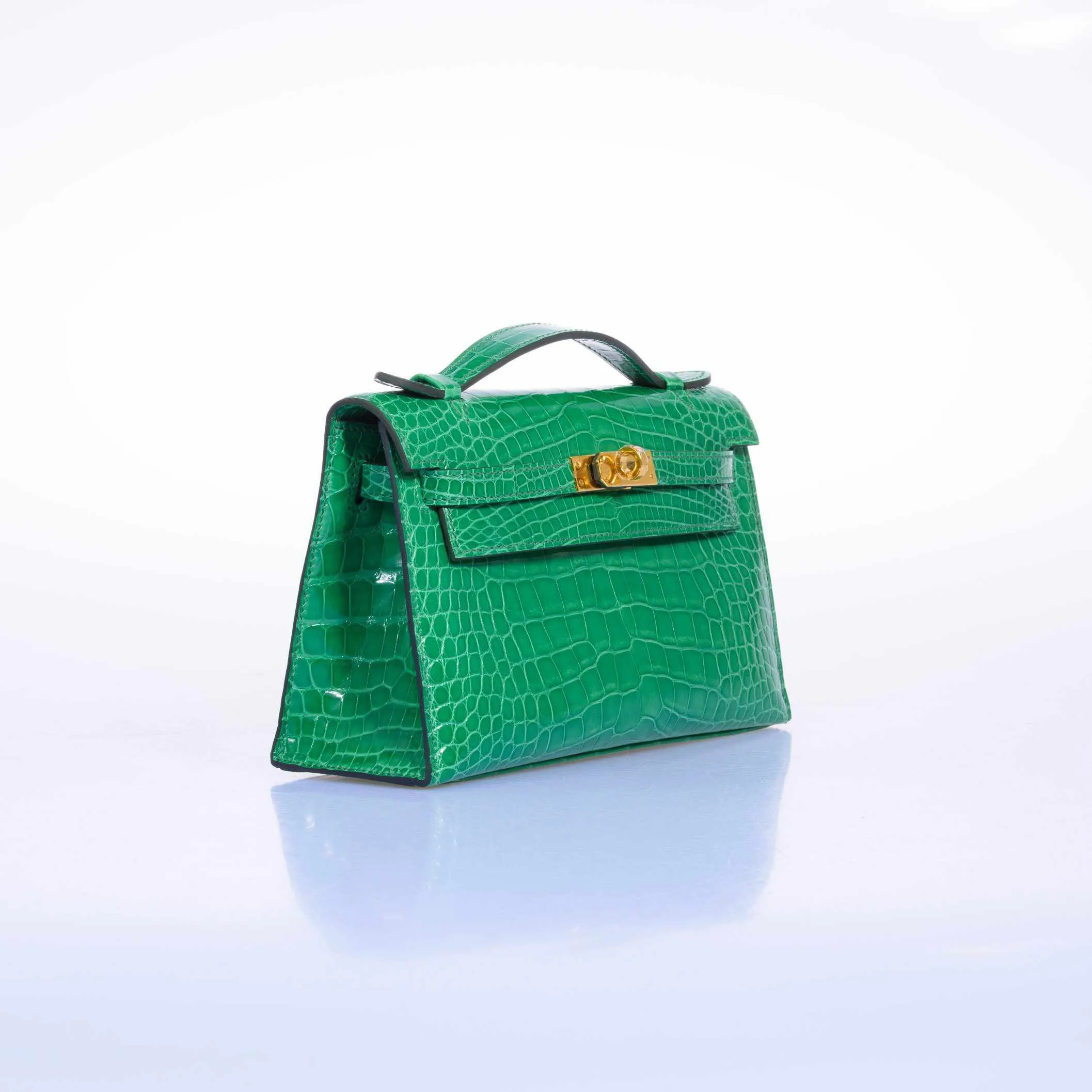 Hermès JPG Kelly Pochette Cactus Emerald Alligator Gold Hardware