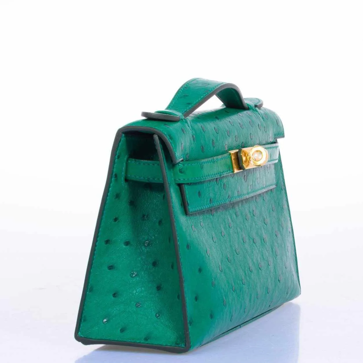 Hermès Kelly JPG Pochette Vert Vertigo Ostrich Gold Hardware