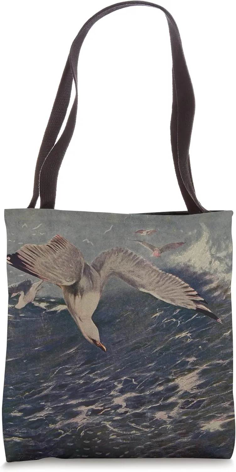 Herring Seagull Flying Over The Waves Illustration (1924) Tote Bag
