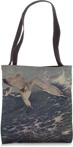 Herring Seagull Flying Over The Waves Illustration (1924) Tote Bag