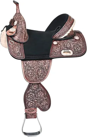 HILASON Child Treeless Horse Saddle Western American Leather Barrel | Horse Saddle | Western Saddle | Treeless Saddle | Saddle for Horses | Horse Leather Saddle