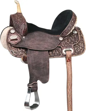 HILASON Flex Tree Western Horse Saddle American Leather Trail Barrel | American Saddle Horse | Leather Saddle | Western Saddle | Saddle for Horses | Horse Saddle Western