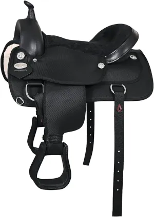 HILASON Flex Tree Western Horse Saddle Cordura Synthetic Synthetic Trail & Pleasure | Synthetic Saddle | Western Saddle | Saddle for Horses | Horse Saddle Western