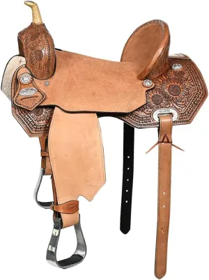 HILASON Flex Tree Western Horse Saddle in American Leather Barrel Trail | American Saddle Horse | Leather Saddle | Western Saddle | Saddle for Horses | Horse Saddle Western